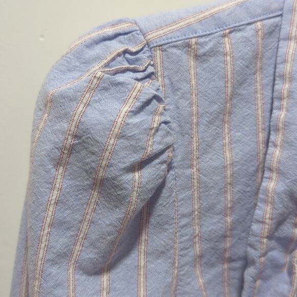 Veronica Beard Dunbar Striped Button Down Shirt Light Blue Dressy Womens Size XS - Picture 6 of 8
